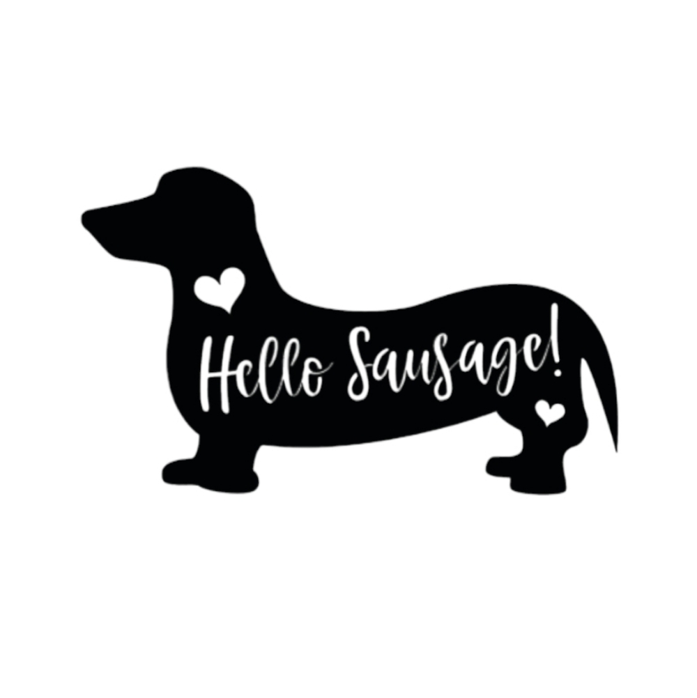 Hello Sausage Weiner Dog Vinyl Graphic Auto Wall Laptop Decal Animal Sticker